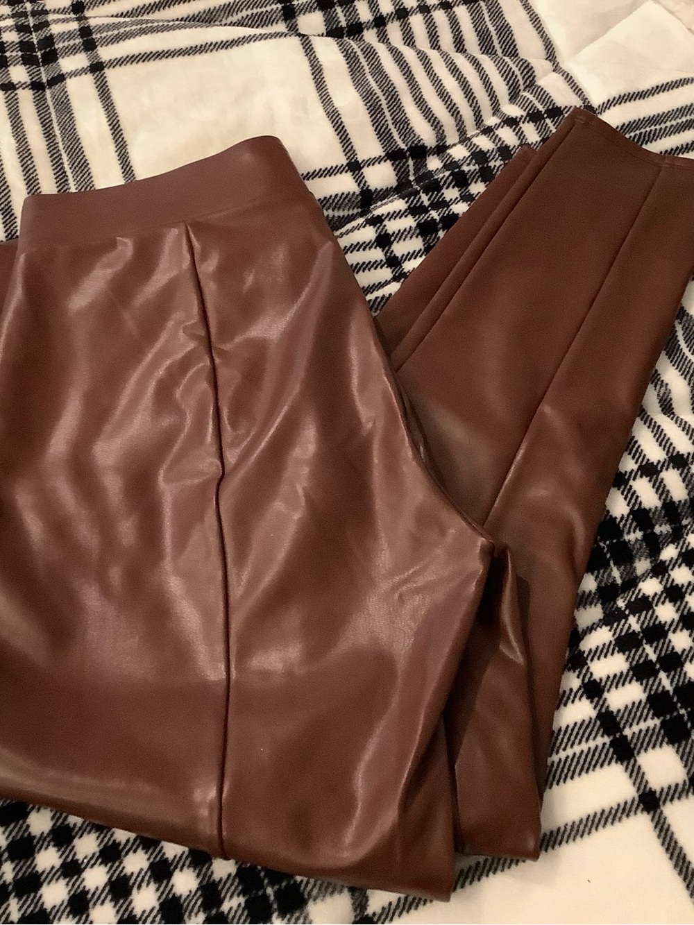 LOFT Faux Leather Skinny Pants in Brown